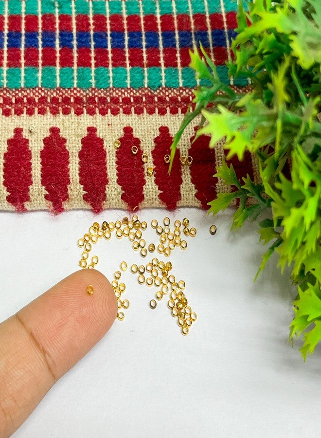 Excellentcrafts 2mm Brass Crimp Beads � Metal Round Spacer Stopper Beads for DIY Jewellery Making (100pcs Pack) (Gold) - Image 2